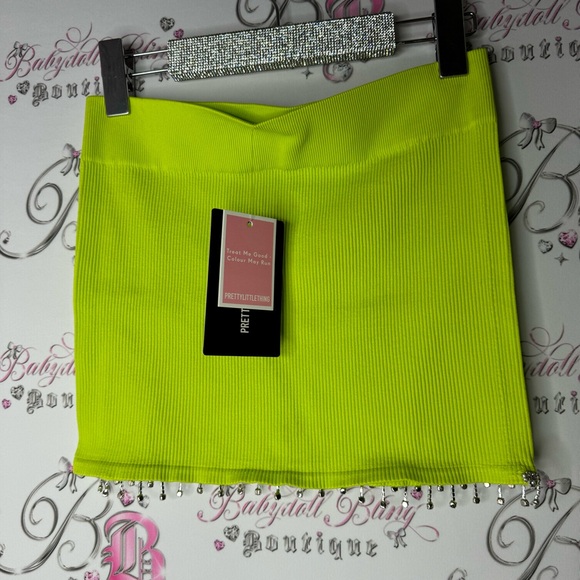 Pretty little things skirt, lime, green rhinestone, bling fringe, stretchy sexy - Picture 9 of 9